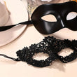 2pcs Elegant Black Lace Masquerade Mask Set for Couples