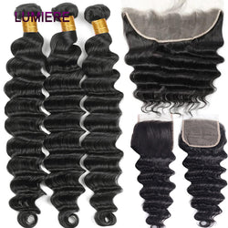 Hair 3/4 Bundles With Frontal Closure HD Transparent Lace Frontal